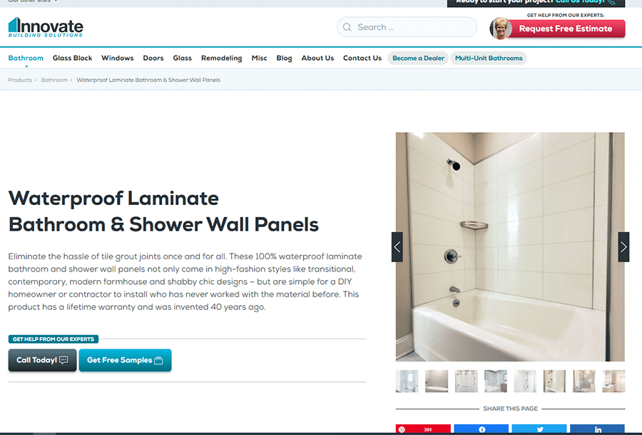 Idea 4 reason 3 highlight innovative products like laminate shower wall panels | Innovate Building Solutions | Innovate Builders Blog  #LaminateShowers #WallPanels #BathroomRemodel