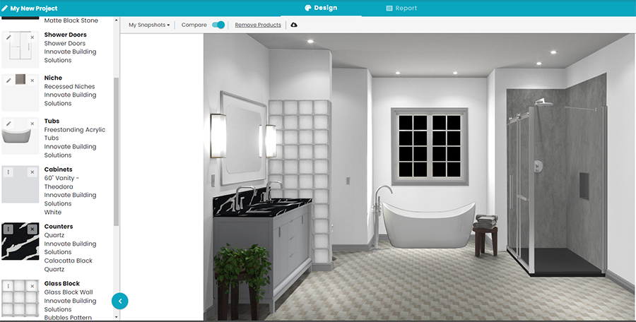 Benefit 12 luxury master bath in visualizer cracked cement wall panels matte black base | Shower Design Ideas | bathroom remodeling