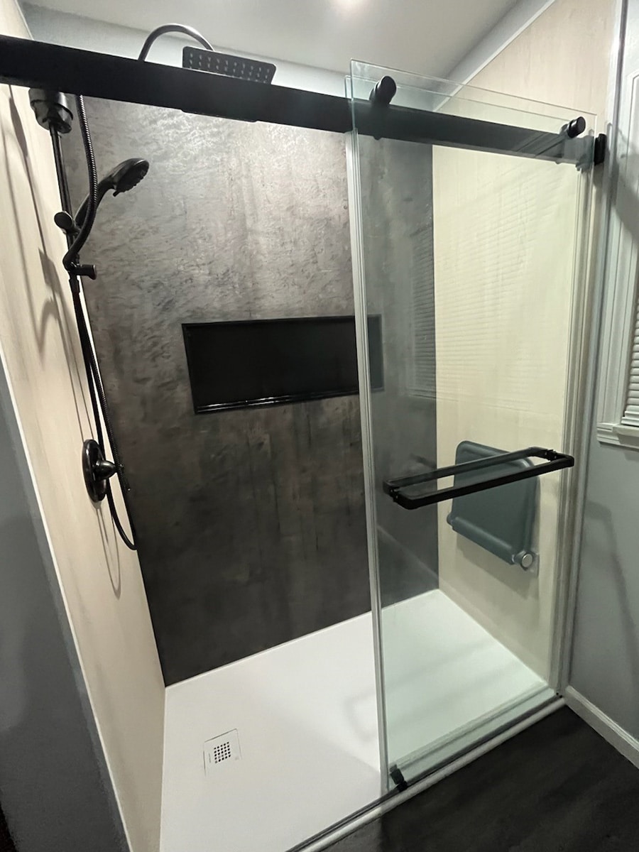 Pro 7 charcoal shower wall panels - Innovate Building Solutions, Walk In Shower Projects, Bathroom Shower Remodeling, Shower Renovation Needs, Modern Shower Designs