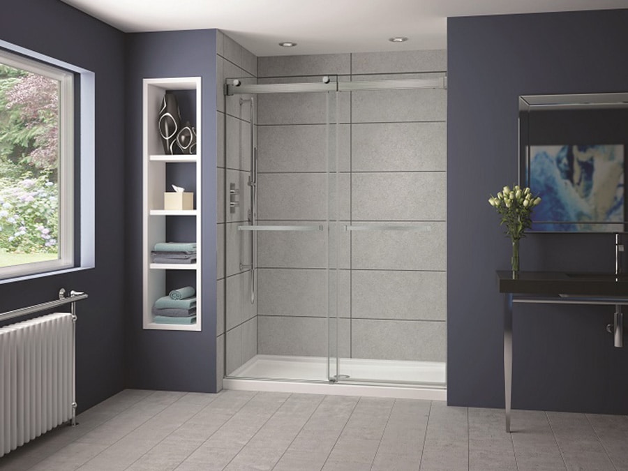Product 4 79 inch high brushed nickel bypass shower doors - Innovate Building Solutions, Bathroom Product Suppliers, Tall Shower Designs, Custom Shower Renovations, Walk In Bathroom Showers