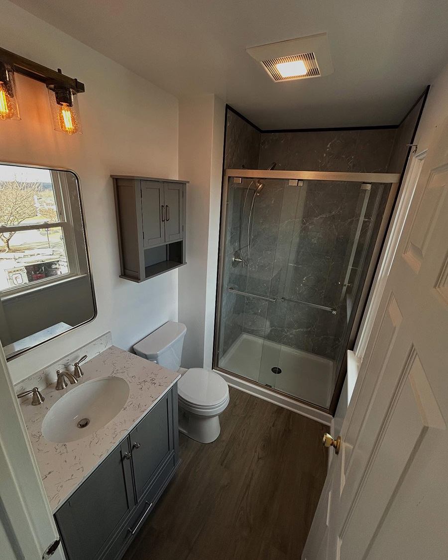 Part 3 strategy 1 laminate silver gray wall panels - Innovate Building Solutions, Shower Wall Panels And Pans, Walk In Bathroom Showers, Bathroom Renovation Contractors, Custom Bathroom Remodelers