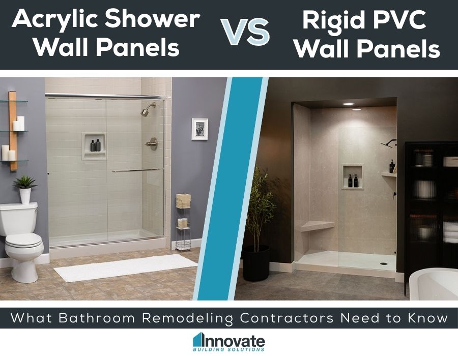 Opening Image - Acrylic VS. Rigid PVC Shower Wall Panels - What Bathroom Remodeling Contractors Need to Know - Innovate Building Solutions, Alternatives To Tile, Shower Wall Panels, Custom Bathroom Contractors, Bathroom Shower Renovations