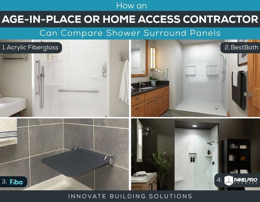 Opening Image - How an Age-in-Place or Home Access Contractor can Compare Shower Surround Panels - Innovate Building Solutions, Shower Wall Panels, Bathroom Remodeling Products, Shower Renovation Needs, Bathroom Shower Contractors