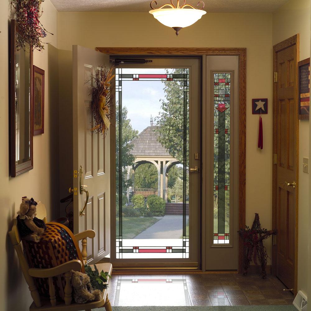 black steel doors with glass