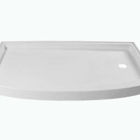 Curved Drain Cultured Marble Shower Pan