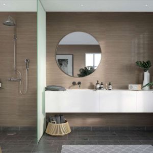 Decorative Laminate Bathroom Wall Panels For A Prefab Modular Home