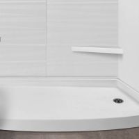 Footrest In A Theory Pattern Cultured Marble Open Shower 