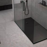 Solid One Piece Construction Matte Black Low Threshold 60 X 32 Shower Pan Offset Drain