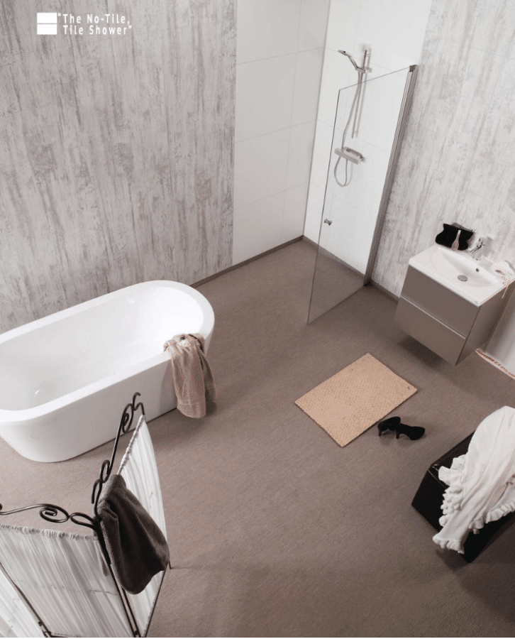 laminate shower walls senior assisted living | Innovate Building Solutions | Senior Housing | #laminatewallpanels #SeniorHousing #ShowerWalls 