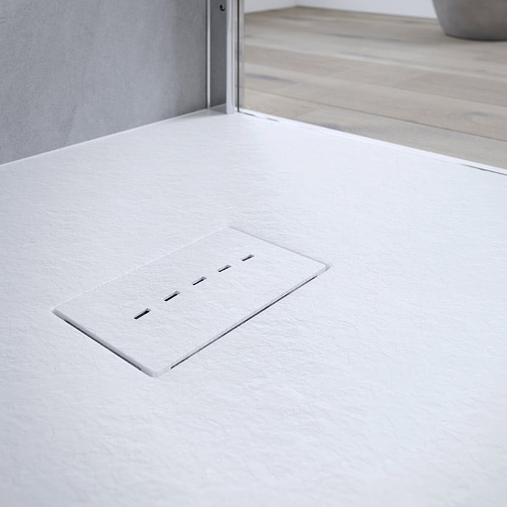 one level matte white shower pan | Innovate Building Solutions | Student Housing | Senior Living | Senior Housing | #LinearDrain #ShowerDrain #BathroomForElderly