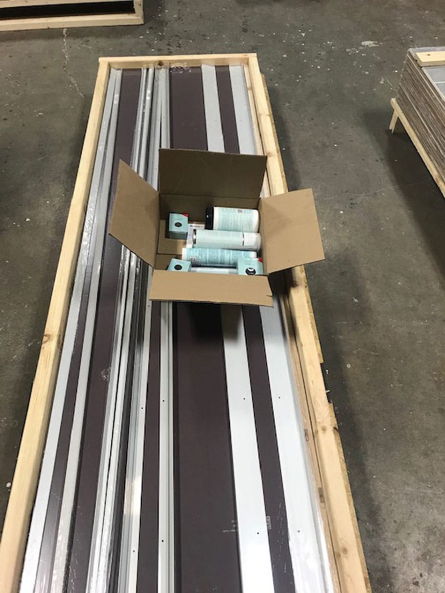 Laminate shower panel system and kit ready for shipment | Innovate Building Solutions  | #FiboPanels #ShippingWallPanels #ShowerWallPanels