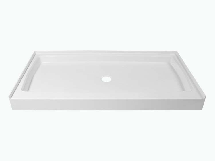 ELEGANT Shower Pan in White 36x 36, Solid Surface Shower Pan in White,  Stainless Steel Drain, Non-Slip Single Threshold Shower Base 