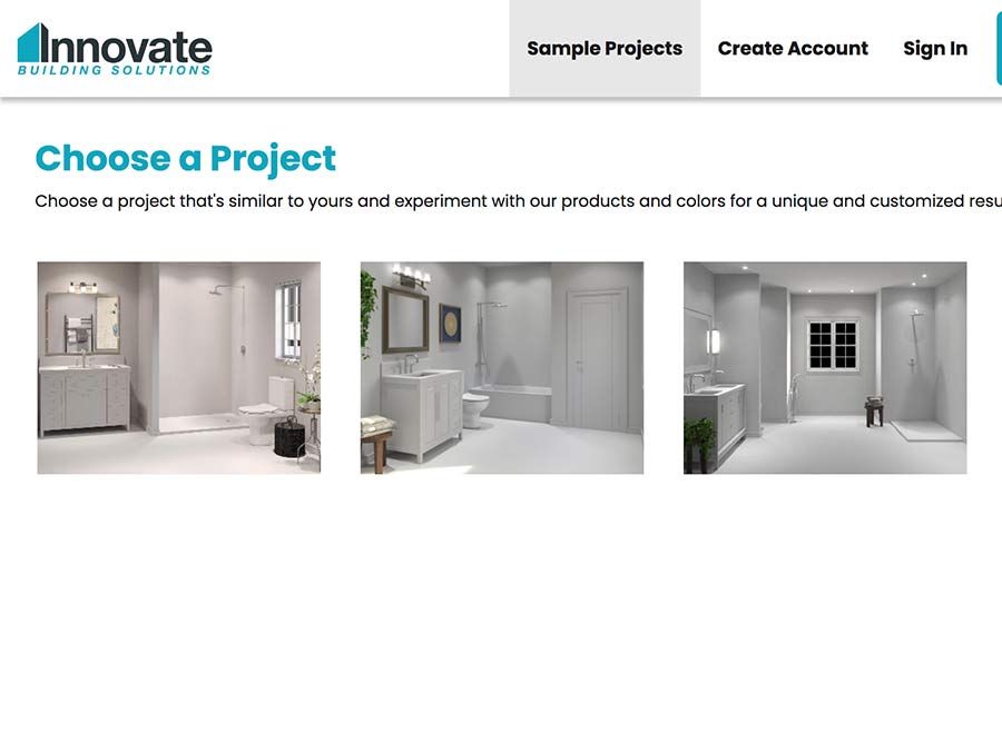 Screenshot of project selection