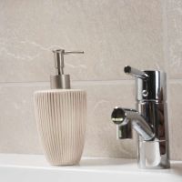 3D Textured Slate - Sandstone Slate - Close Up of panels behind a vanity sink