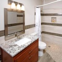 5' x 8' Flat floor bathroom with a waterproof shower and a mosaic shower floor - The Bath Doctor Parma Ohio 