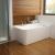 White corner bathtub replacement in a contemporary bathroom - The Bath Doctor Shaker Heights 