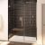 48 x 36 acrylic shower pan with a center drain for an alcove shower with a pivoting glass door by Innovate Building Solutions