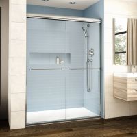 Sturdy acrylic shower pan 60 x 32 for a sliding shower door system - Innovate Building Solutions 