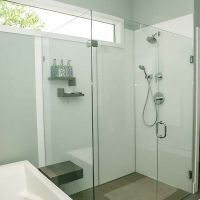 Arctic white high gloss acrylic shower with a one level bath and shower floor - Beachwood Ohio - The Bath Doctor 