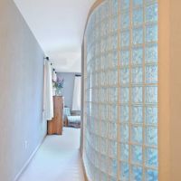 Glass block divider wall in a bathroom and bedroom - Innovate Building Solutions Dave Fox Remodeling 