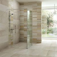 Level tile floor with a glass screen in an age in place bathroom - The Bath Doctor Gates Mills Ohio 