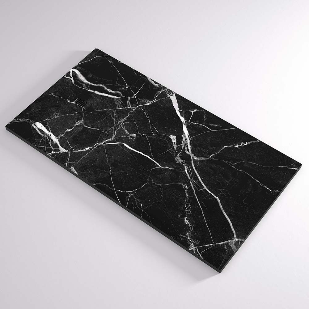 Gemstone 60 x 32 black marble low profile shower base