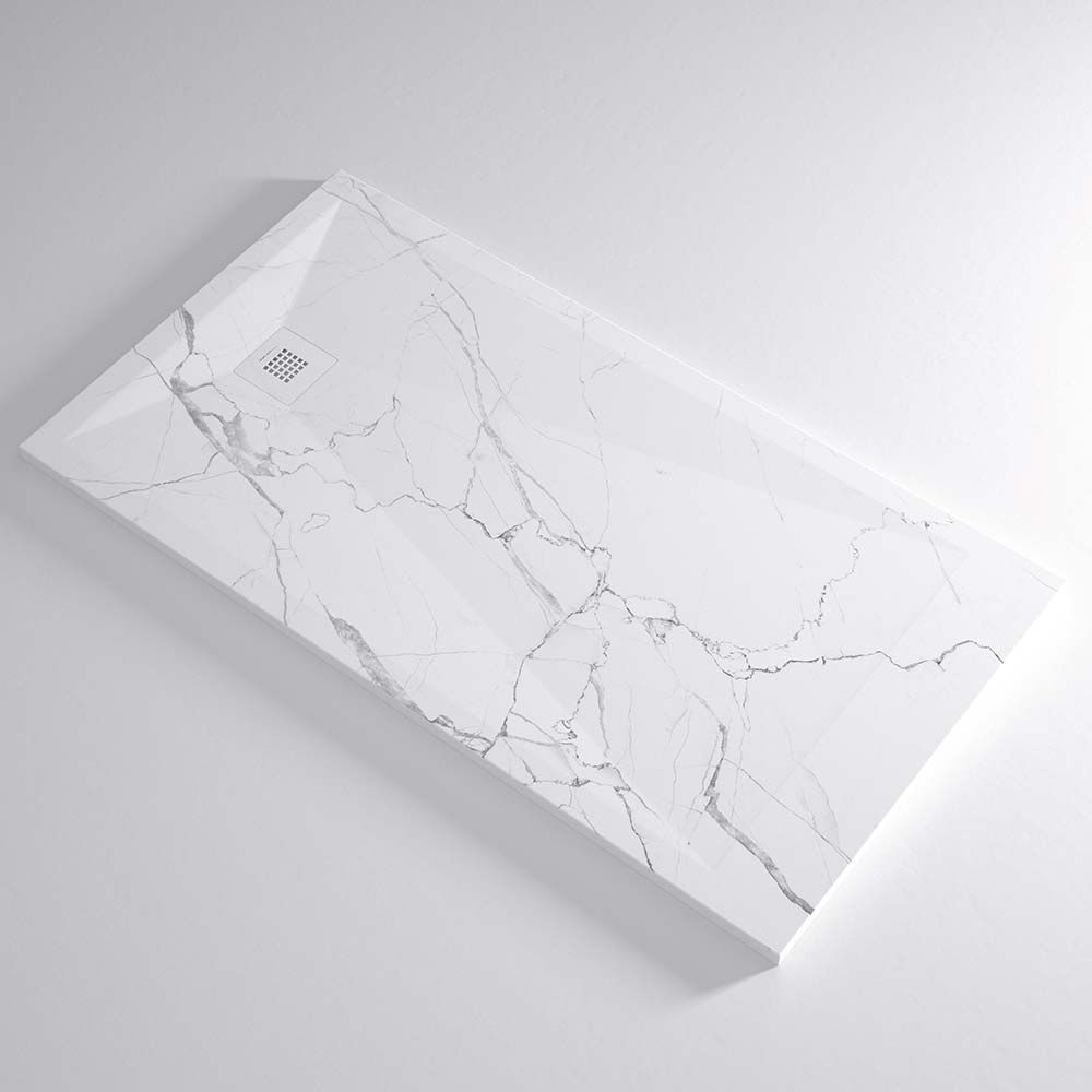 Gemstone 60 x 32 white marble low profile shower base