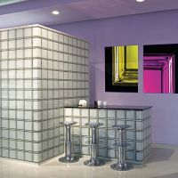White high privacy glass block wall in a new age downstairs bar - Innovate Building Solutions 