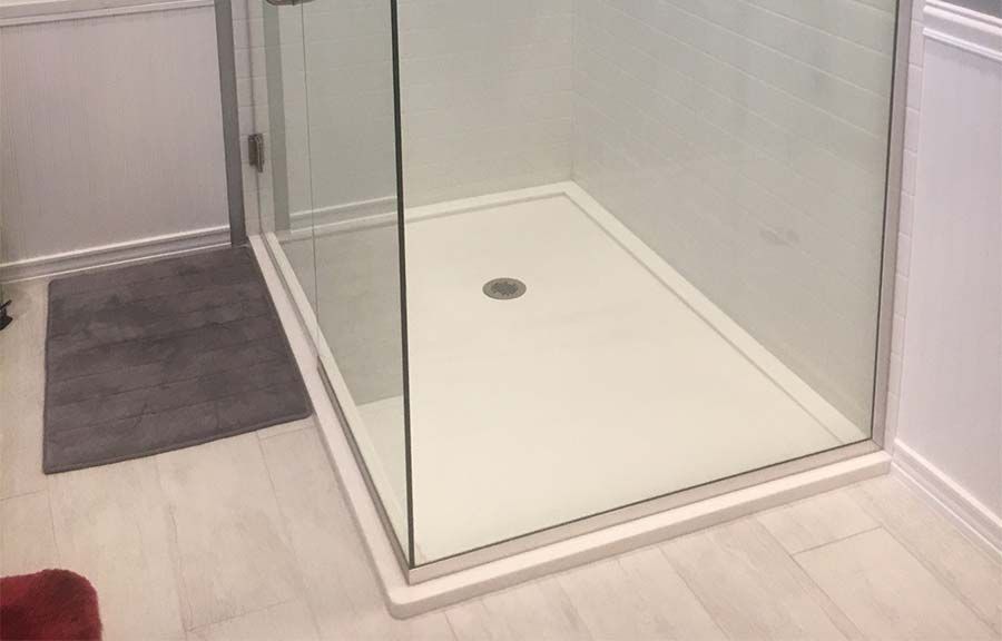 Shower replacement in Cleveland suburb of Beachwood with a low profile shower base - The Bath Doctor 