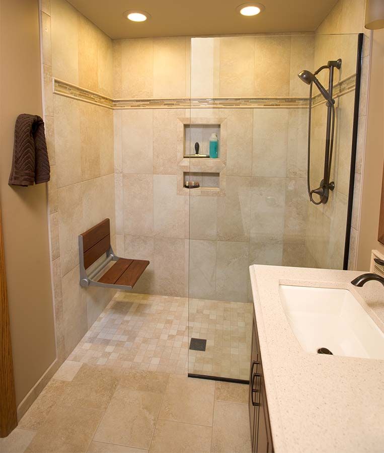 Accessible bathroom with a barrier free tile shower - The Bath Doctor Cleveland Ohio 