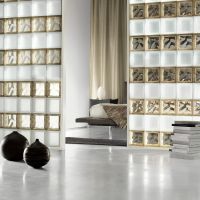 Brown and frosted glass blocks in a contemporary partition wall - Innovate Building Solutions 