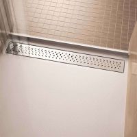 Roll in acrylic shower pan with a linear drain 63 x 37 - Innovate Building Solutions 