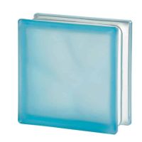 Sky blue colored frosted glass block 19 x 19 x 8 - Innovate Building Solutions 