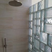 Multi-size glass block shower wall using 4 x 8, 6 x 6, 6 x 8 and 8 x 8 blocks - Innovate Building Solutions 