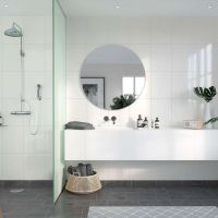 White High Gloss 12 x 16 pattern laminate bath and shower surround panels 