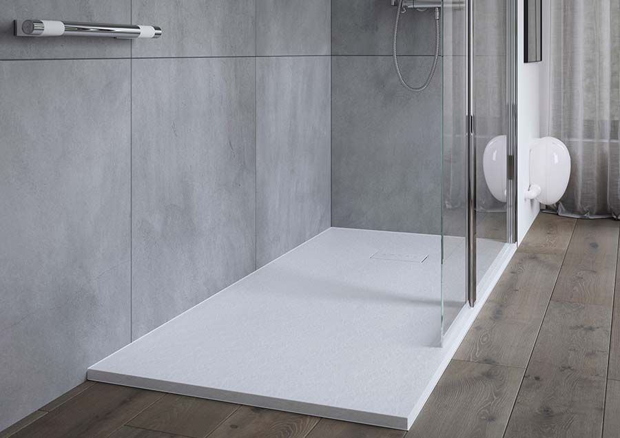 White matte textured low profile shower pan in Bay Village - The Bath Doctor 
