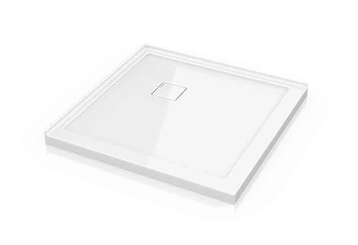 Square corner shower base hidden drain 32 x 32 or 36 x 36 acrylic base - Innovate Building Solutions 