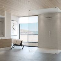 contemporary one level shower with a linear drain - Innovate Building Solutions 