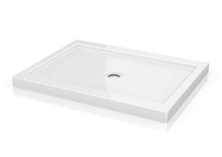 Acrylic pan with a standard center drain and a 3" high curb 
