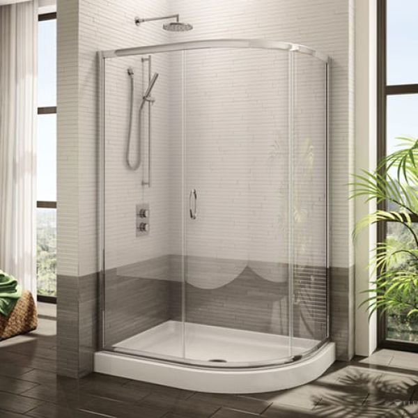 48 x 36 half round acrylic corner shower pan - Innovate Building Solutions 