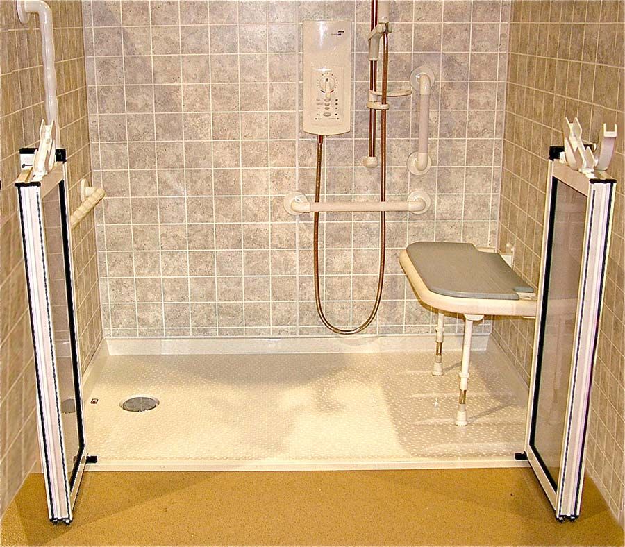 Caregiver doors in an ADA acrylic shower floor - The Bath Doctor Middleburgh Hts Ohio 