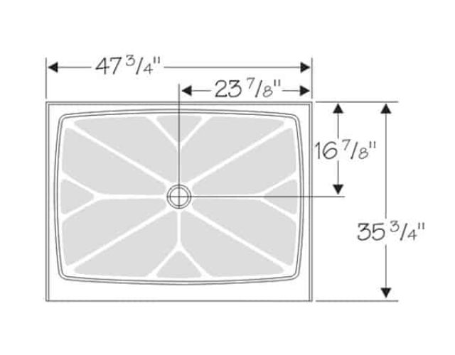 48 x 36 rectangle shower pan layout 
