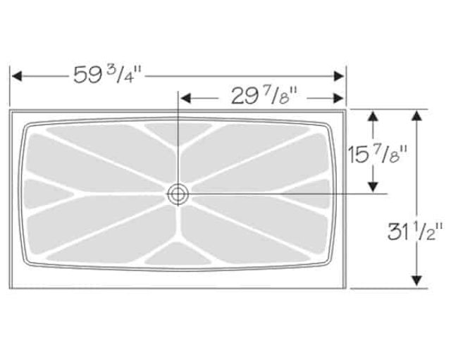 60 x 32 rectangle solid surface shower pan layout 