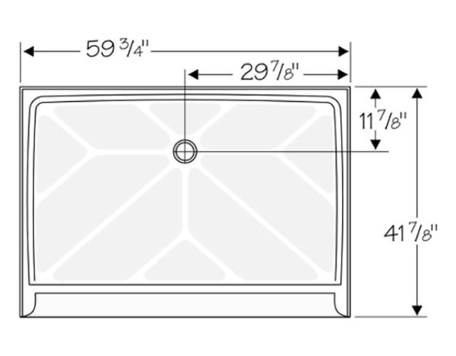 60" x 42" ramped shower base for an accessible shower 