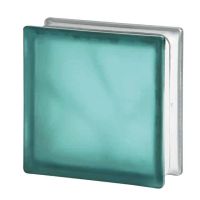 Turquoise frosted colored glass block - 19 x 19 x 8 - Innovate Building Solutions 