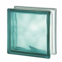 Turquoise colored glass block 19 x 19 x 8 - Innovate Building Solutions 