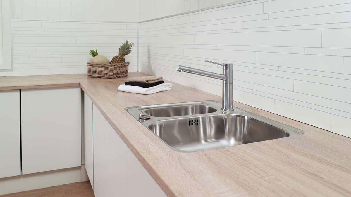 Waterproof laminate kitchen backsplash