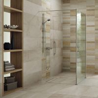 True Linear Base with a large format tile floor in a wet room system - Innovate Building Solutions 