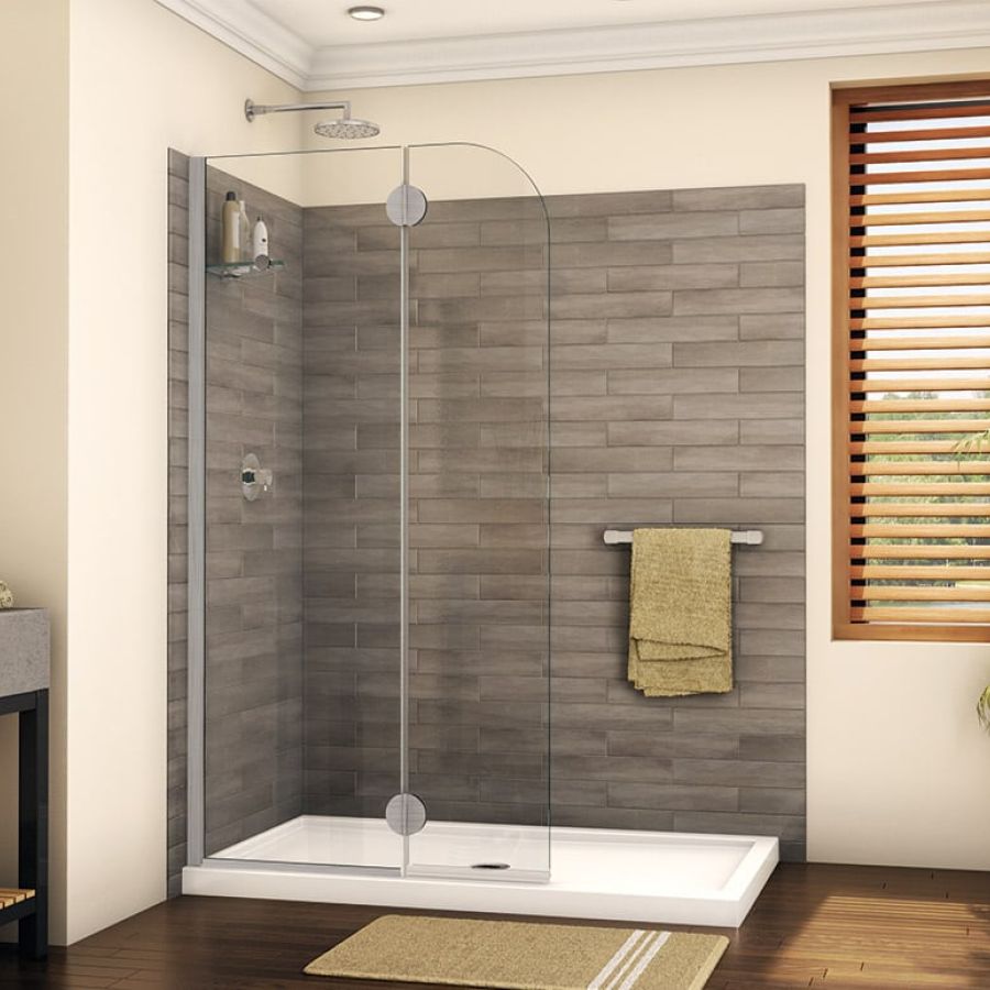 Pivot and clear glass shower doors for a walk in - curved tops - 3/8" thick - MO Collection 