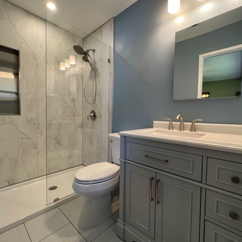 After Bianco Marble | Tub to shower conversion | bathroom remodeling services in Cleveland Ohio areas